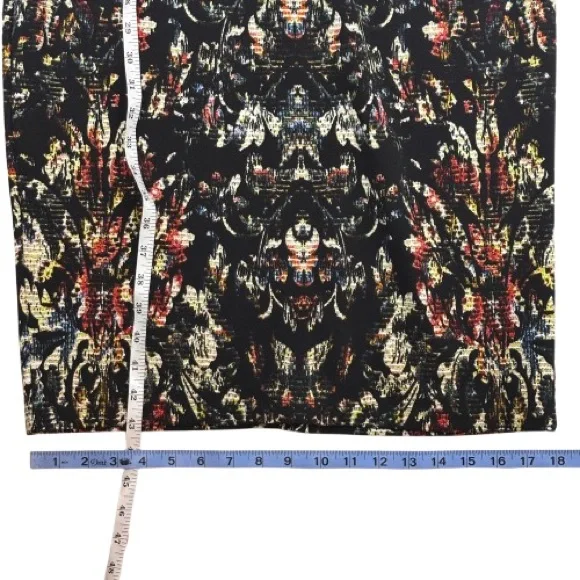Maggy London Black Abstract Baroque Bodycon Midi Dress Mock Neck Cutout Sz10 NEW - Picture 16 of 16